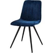 AnLi Style Stoel velvet straight stitch - blauw velours