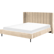 Beliani VILLETTE - Tweepersoonsbed-Beige-Fluweel