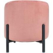 QUVIO Poef met vier metalen poten - Velvet -  Vintage roze