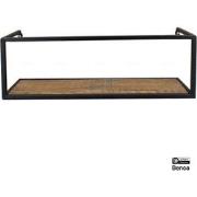 Benoa Durand Iron Wall Rack with Mango Wooden Shelf 70 cm