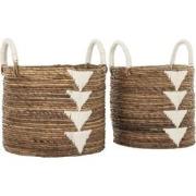 MUST Living Basket Lima white, set of 2,39xØ32 cm / 42xØ37 cm