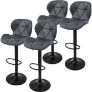 ML-Design barkruk set van 4, bekleding van kunstleer, antraciet, gesto...