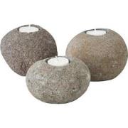 MUST Living Candle holder Riverstone LOW, set of 3,8xØ10 cm, riverston...