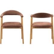 HSM Collection-Eetkamerstoel Ella Met Arm S/2-56x54x76-Terracotta/Whit...