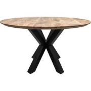 HSM Collection-Ronde Eettafel Zürich -130x130x76-Naturel/Zwart-Acacia/...