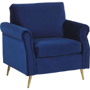 Beliani VIETAS - Fauteuil-Blauw-Fluweel