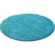 Tapijtenloods Basic Rond Shaggy vloerkleed Turquoise Hoogpolig- 120 CM...