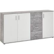 Buffet 3 deuren en 4 laden L160 cm Beton en Wit - Albi