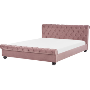 Beliani AVALLON - Tweepersoonsbed-Roze-Fluweel