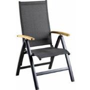 SUNS Lucca Recliner Black Grey Textilene Teak Arm