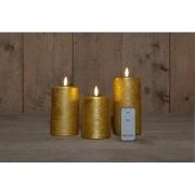 B.O. 3Pcs 3D Wick Gold Candle 7,5X1012,515 cm Rustic Wax