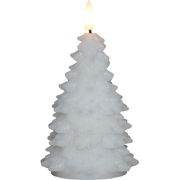 Kaars kerstboom wax led 3d vlam op batterij met timer d8.5h15 cm wit