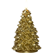 Kaars kerstboom wax led 3d vlam op batterij met timer d8.5h15 cm goud