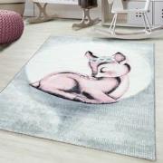 Tapijtenloods Bambi Kinderkamer Vloerkleed Laagpolig Roze Grijs- 160x2...