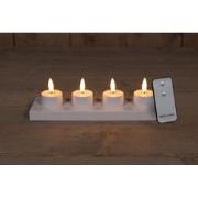 Set 4 St 3D Wick Inductive Rechargeable White Tealight