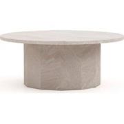 HSM Collection-Ronde Salontafel Sofia-ø80x32-Wit-Travertine