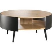 Table basse ronde 2 niveaux flancs métal noir