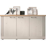 Dressoir met 3 deuren, decor eiken Cadiz en meringuewit L164 cm - COUN...