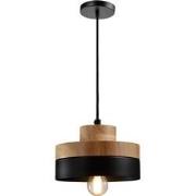 QUVIO Hanglamp rond bruin met zwart - QUV5052L-BLACK