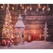 Clayre & Eef Kerst Achtergronddoek 180x210 cm Bruin Stof Kerstboom