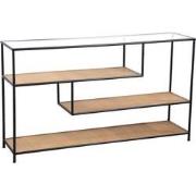 PTMD Dunja Natural Iron Wall Rack With Bamboo Shelves