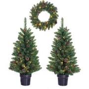 Black Box Trees Creston Set van 2 Kerstbomen en 1 Krans met LED Verlic...