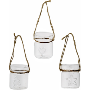 Set van 3 decoratieve hangende kerstvazen in helder glas H7