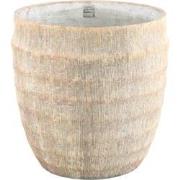 PTMD Sary Cream Cement Pot Minimal Stripe Rib Round XL