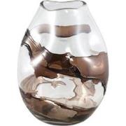 PTMD Lisee Brown Solid Glass Vase Line Frost S