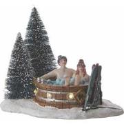 LuVille Kerstdorp Miniatuur Bubbelbad in het Bos - L13 x B10 x H11 cm