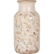 Clayre & Eef Vaas Ø 14x26 cm Beige Keramiek Bloemen