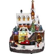 LuVille Kerstdorp Miniatuur Treinstation - L24 x B24 x H33 cm - Meerkl...