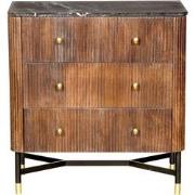 Sidetable Bruin Mangohout - Zwart Marmer - 75cm - Japandi