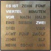 Intertime | Woordklok | Wandklok | Tafelklok | 28x28 | Goud | Duits