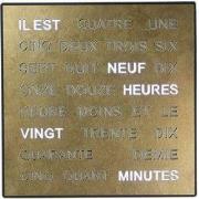 Intertime | Woordklok | Wandklok | Tafelklok | 28x28 | Goud | Frans