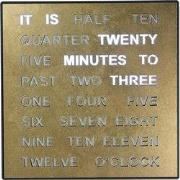 Intertime | Woordklok | Wandklok | Tafelklok | 28x28 | Goud | Engels