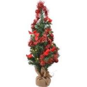 Mini kerstboom tafelboom mini D-H-Z boom h60 cm-20L groen/rood