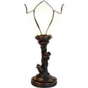 LumiLamp Tiffany Tafellamp  32 cm Wit Bruin Glas Tiffany Bureaulamp