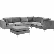 Beliani EVJA - Modulaire Sofa-Grijs-Fluweel