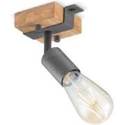 Home sweet home plafondlamp Denton 1L - hout / burned metal