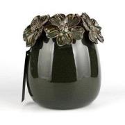 Villa Pottery  Groene bloemenvaas Jolie  - 15x15x16