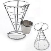 Decopatent® RVS Patatzak - Frietzak houder met 2 Sausbakjes - Staande ...