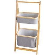 Decopatent® Houten opbergrek met 2 manden - Bamboe - badkamerrek - keu...