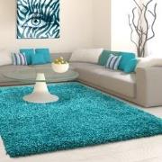 Tapijtenloods Basic Shaggy vloerkleed Turquoise Hoogpolig- 140x200 CM