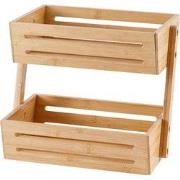 Decopatent® 2 Laags Dubbele Fruitschaal - Bamboe hout - Staande Fruitm...