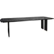 PTMD Liber Black Mango Wood Dining Table 280cm Gold Leg