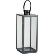 J-line - Lantaarn Vierkant Metaal/glas Zwart - 22.5x21x65cm