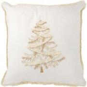 J-line - Kussen Boom Textiel Wit/goud - 45x45x12cm