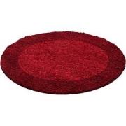 Tapijtenloods Basic Rond Shaggy Kader vloerkleed Rood Hoogpolig- 200 C...