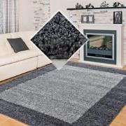 Tapijtenloods Basic Shaggy Kader vloerkleed Grijs Hoogpolig- 60x110 CM